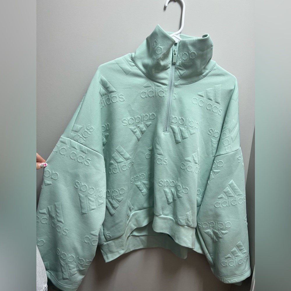 green adidas quarter zip. size L